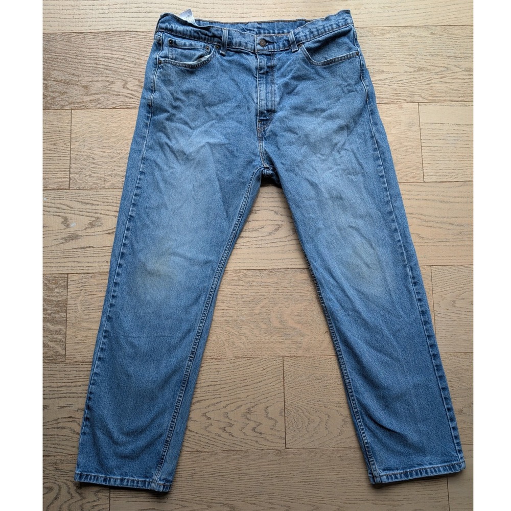 Levi's 505 Regular Fit Jeans Mens W38 L30 Medium Wash Denim distressed work wear